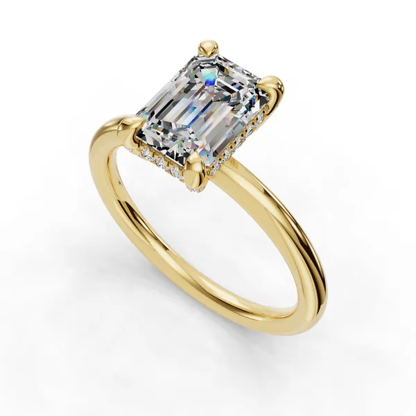 18K Yellow Gold Emerald Engagement Ring Setting SVS Fine Jewelry Oceanside, NY