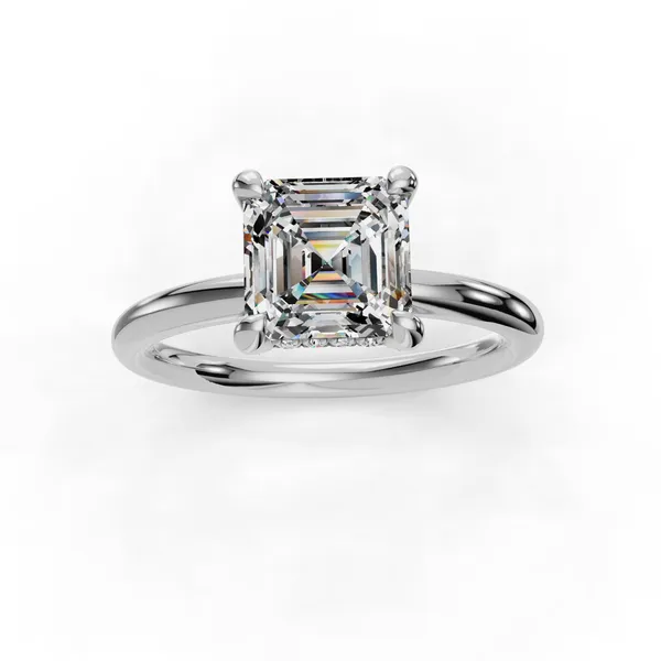 Platinum Asscher Engagement Ring Setting Image 4 SVS Fine Jewelry Oceanside, NY