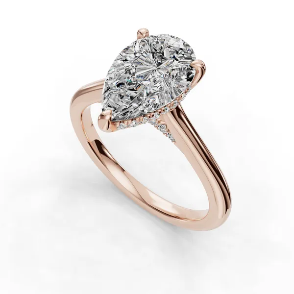 14K Rose Gold Pear Engagement Ring Setting SVS Fine Jewelry Oceanside, NY