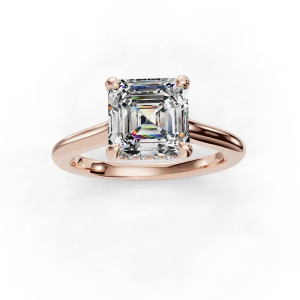 14K Rose Gold Asscher Engagement Ring Setting Image 4 SVS Fine Jewelry Oceanside, NY