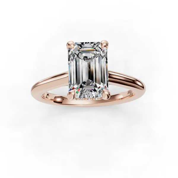 14K Rose Gold Emerald Engagement Ring Setting Image 4 SVS Fine Jewelry Oceanside, NY