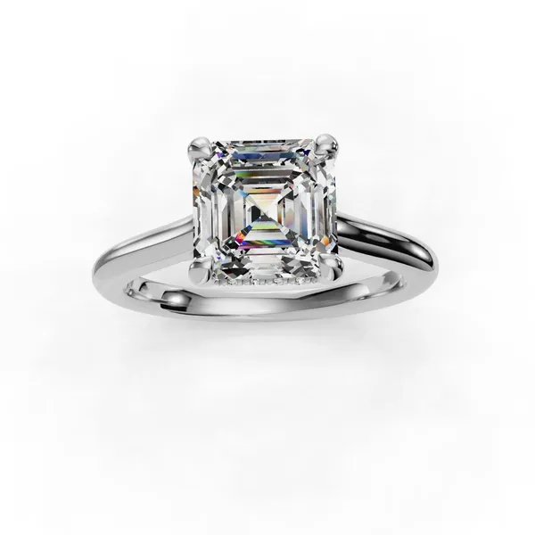 14K White Gold Asscher Engagement Ring Setting Image 4 SVS Fine Jewelry Oceanside, NY