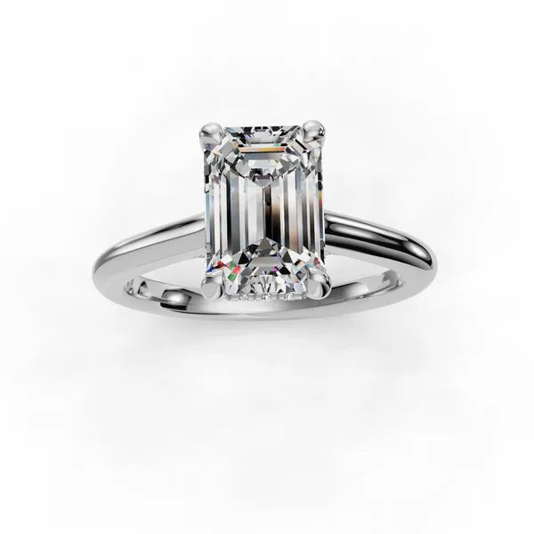 14K White Gold Emerald Engagement Ring Setting Image 4 SVS Fine Jewelry Oceanside, NY