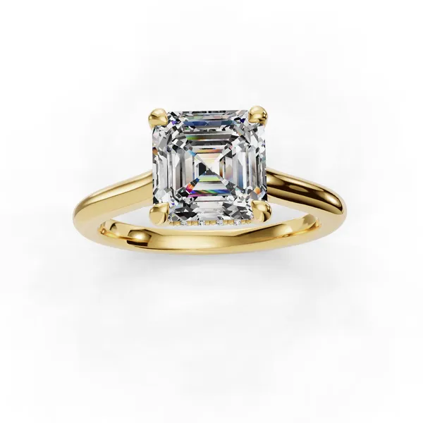 14K Yellow Gold Asscher Engagement Ring Setting Image 4 SVS Fine Jewelry Oceanside, NY