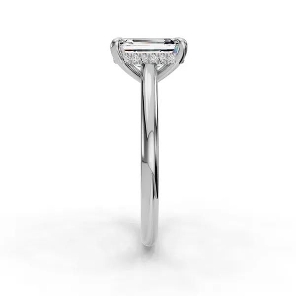 18K White Gold Emerald Engagement Ring Setting Image 3 SVS Fine Jewelry Oceanside, NY