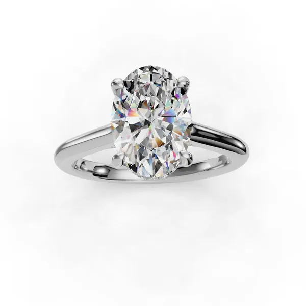 18K White Gold Oval Engagement Ring Setting Image 4 SVS Fine Jewelry Oceanside, NY