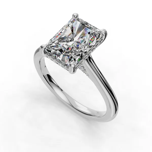 18K White Gold Radiant Engagement Ring Setting SVS Fine Jewelry Oceanside, NY