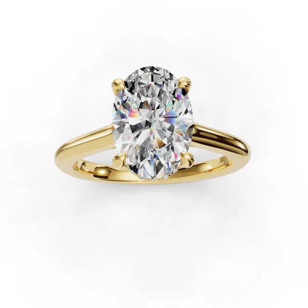 18K Yellow Gold Oval Engagement Ring Setting Image 4 SVS Fine Jewelry Oceanside, NY