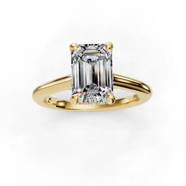 18K Yellow Gold Emerald Engagement Ring Setting Image 4 SVS Fine Jewelry Oceanside, NY