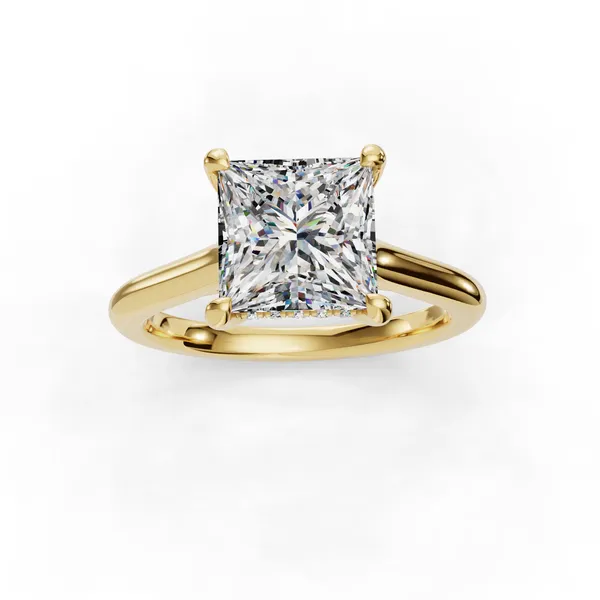 18K Yellow Gold Princess Engagement Ring Setting Image 4 SVS Fine Jewelry Oceanside, NY