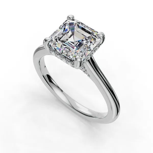 Platinum Asscher Engagement Ring Setting SVS Fine Jewelry Oceanside, NY