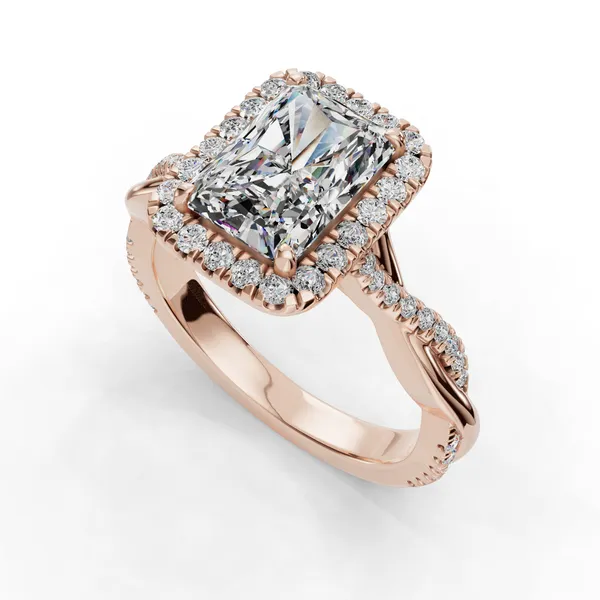 14K Rose Gold Radiant Engagement Ring Setting SVS Fine Jewelry Oceanside, NY