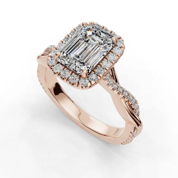 14K Rose Gold Emerald Engagement Ring Setting SVS Fine Jewelry Oceanside, NY