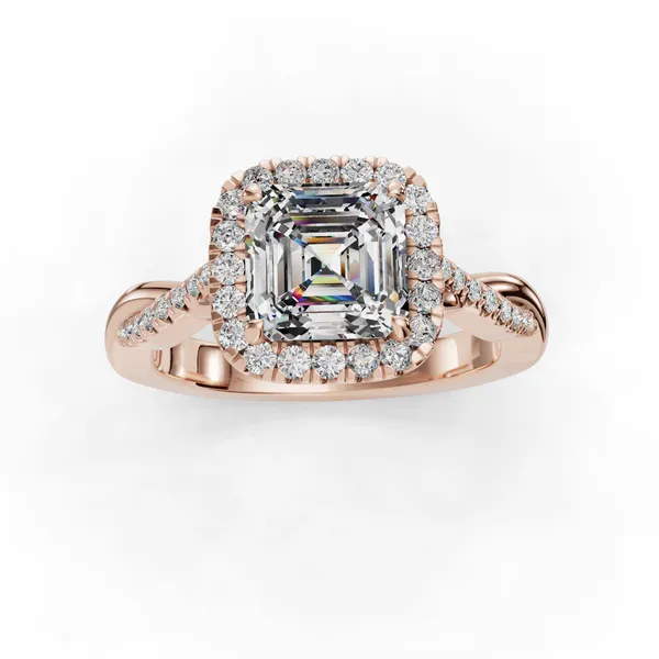 14K Rose Gold Asscher Engagement Ring Setting Image 4 SVS Fine Jewelry Oceanside, NY