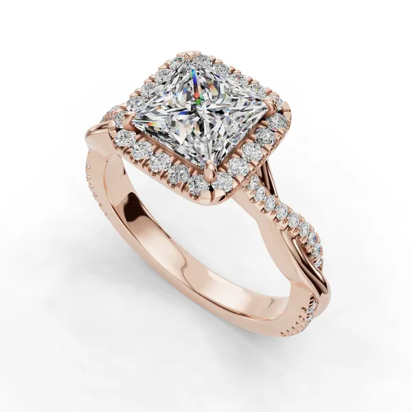 14K Rose Gold Princess Engagement Ring Setting SVS Fine Jewelry Oceanside, NY