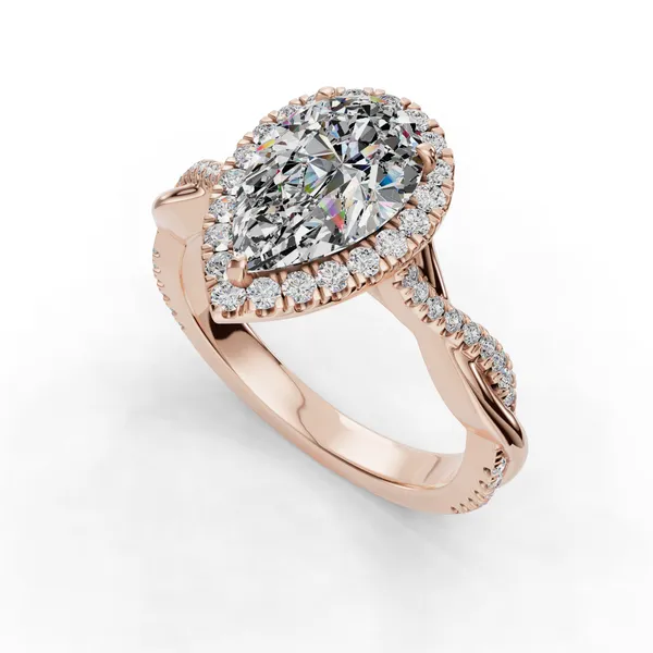 14K Rose Gold Pear Engagement Ring Setting SVS Fine Jewelry Oceanside, NY