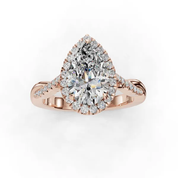 14K Rose Gold Pear Engagement Ring Setting Image 4 SVS Fine Jewelry Oceanside, NY