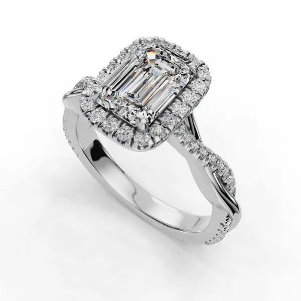 14K White Gold Emerald Engagement Ring Setting SVS Fine Jewelry Oceanside, NY