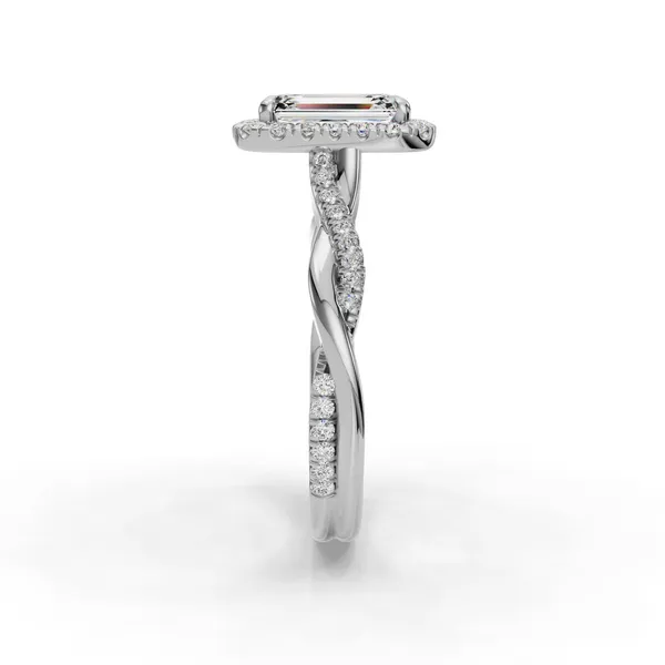 14K White Gold Emerald Engagement Ring Setting Image 3 SVS Fine Jewelry Oceanside, NY