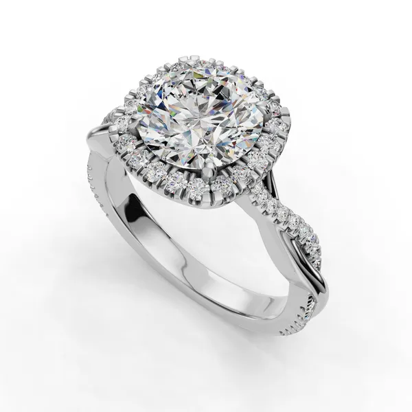 14K White Gold Round Engagement Ring Setting SVS Fine Jewelry Oceanside, NY