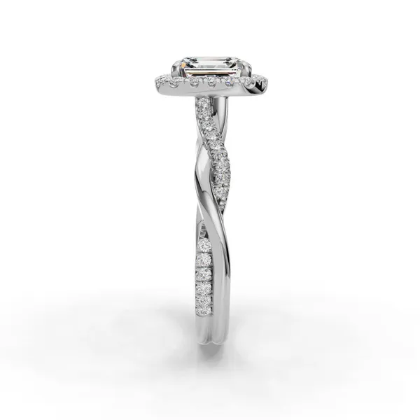 14K White Gold Asscher Engagement Ring Setting Image 3 SVS Fine Jewelry Oceanside, NY