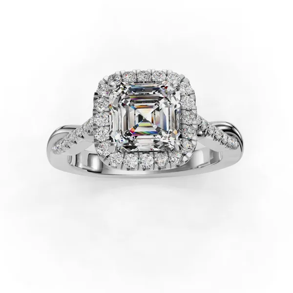 14K White Gold Asscher Engagement Ring Setting Image 4 SVS Fine Jewelry Oceanside, NY