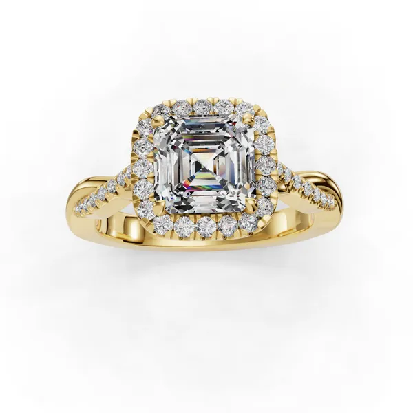 14K Yellow Gold Asscher Engagement Ring Setting Image 4 SVS Fine Jewelry Oceanside, NY