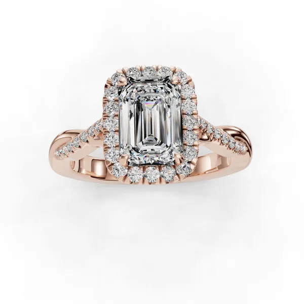 18K Rose Gold Emerald Engagement Ring Setting Image 4 SVS Fine Jewelry Oceanside, NY