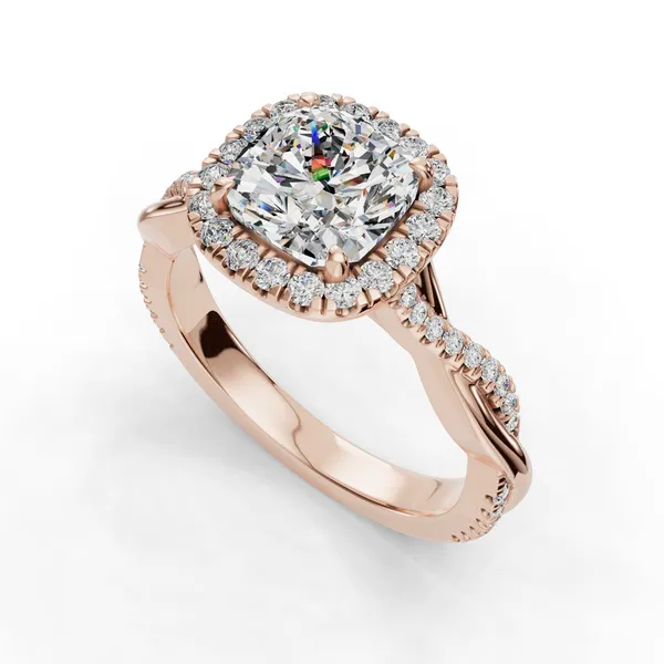 18K Rose Gold Cushion Engagement Ring Setting SVS Fine Jewelry Oceanside, NY