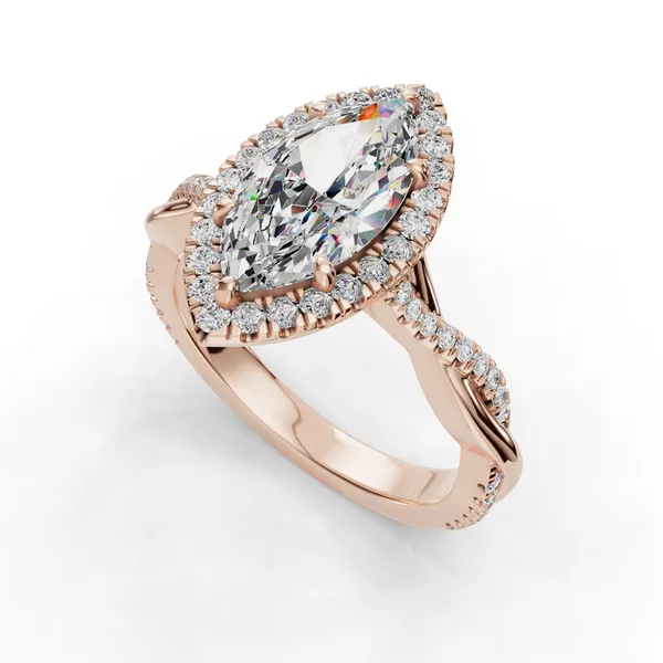 18K Rose Gold Marquise Engagement Ring Setting SVS Fine Jewelry Oceanside, NY