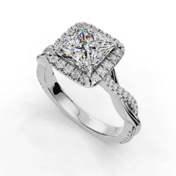 18K White Gold Princess Engagement Ring Setting SVS Fine Jewelry Oceanside, NY