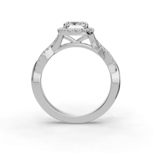 18K White Gold Emerald Engagement Ring Setting Image 2 SVS Fine Jewelry Oceanside, NY