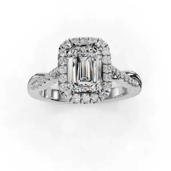 18K White Gold Emerald Engagement Ring Setting Image 4 SVS Fine Jewelry Oceanside, NY