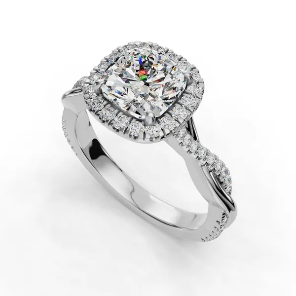 18K White Gold Cushion Engagement Ring Setting SVS Fine Jewelry Oceanside, NY