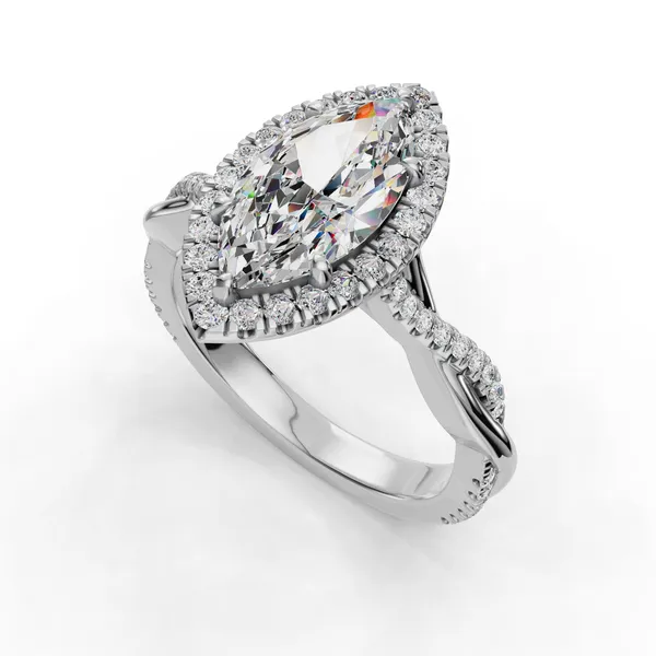 18K White Gold Marquise Engagement Ring Setting SVS Fine Jewelry Oceanside, NY
