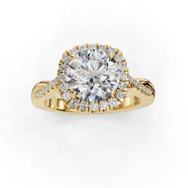 18K Yellow Gold Round Engagement Ring Setting Image 4 SVS Fine Jewelry Oceanside, NY