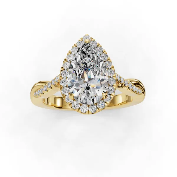 18K Yellow Gold Pear Engagement Ring Setting Image 4 SVS Fine Jewelry Oceanside, NY