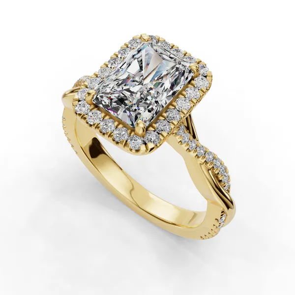 18K Yellow Gold Radiant Engagement Ring Setting SVS Fine Jewelry Oceanside, NY