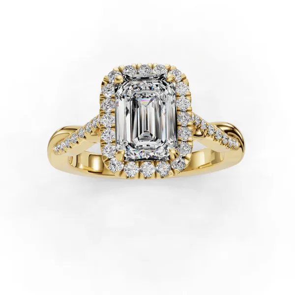 18K Yellow Gold Emerald Engagement Ring Setting Image 4 SVS Fine Jewelry Oceanside, NY