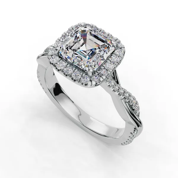 Platinum Asscher Engagement Ring Setting SVS Fine Jewelry Oceanside, NY