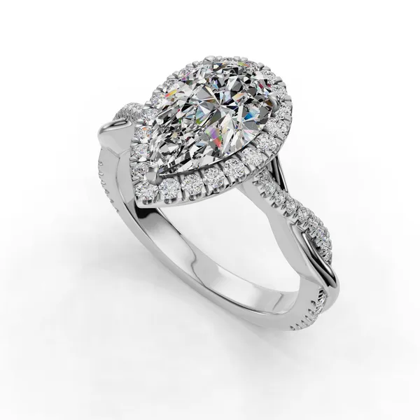 Platinum Pear Engagement Ring Setting SVS Fine Jewelry Oceanside, NY