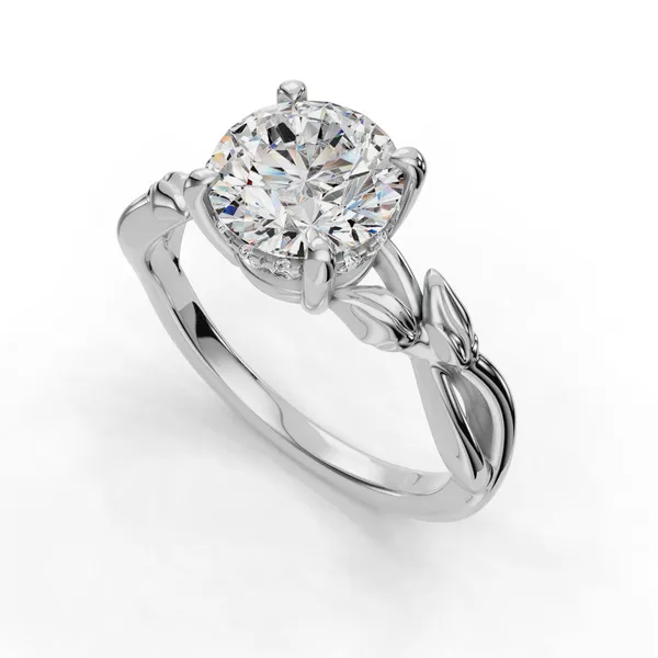 18K White Gold Round Engagement Ring Setting SVS Fine Jewelry Oceanside, NY