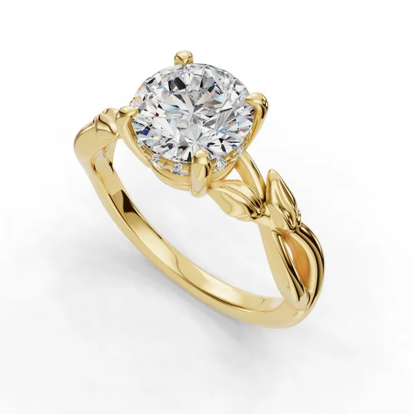 14K Yellow Gold Round Engagement Ring Setting SVS Fine Jewelry Oceanside, NY