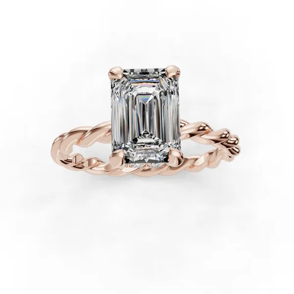 14K Rose Gold Emerald Engagement Ring Setting Image 4 SVS Fine Jewelry Oceanside, NY