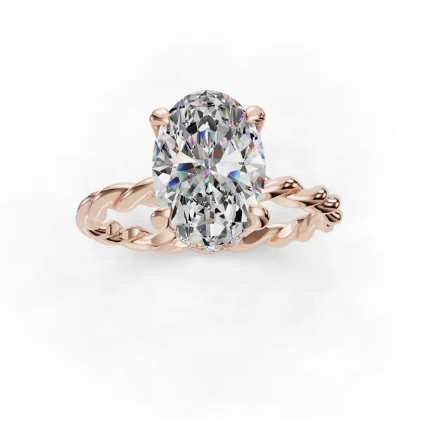 14K Rose Gold Oval Engagement Ring Setting Image 4 SVS Fine Jewelry Oceanside, NY