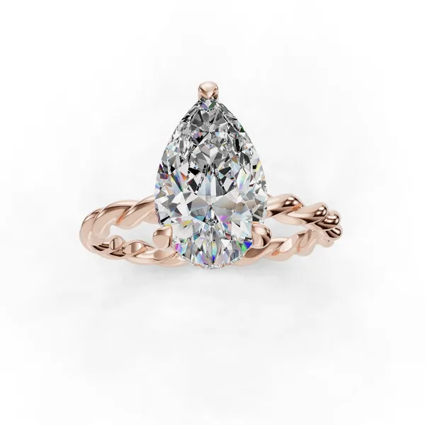 14K Rose Gold Pear Engagement Ring Setting Image 4 SVS Fine Jewelry Oceanside, NY