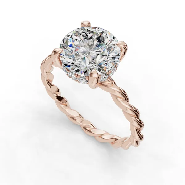 14K Rose Gold Round Engagement Ring Setting SVS Fine Jewelry Oceanside, NY