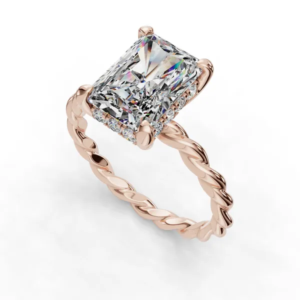 14K Rose Gold Radiant Engagement Ring Setting SVS Fine Jewelry Oceanside, NY