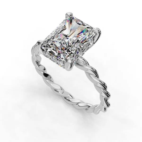 14K White Gold Radiant Engagement Ring Setting SVS Fine Jewelry Oceanside, NY