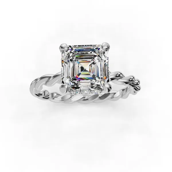 14K White Gold Asscher Engagement Ring Setting Image 4 SVS Fine Jewelry Oceanside, NY